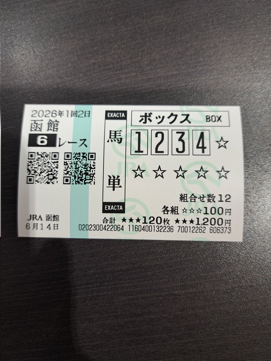 life_0803's tweet photo. 函館6レース万馬券
やっと万馬券取れた https://t.co/7HWLZIuDgF