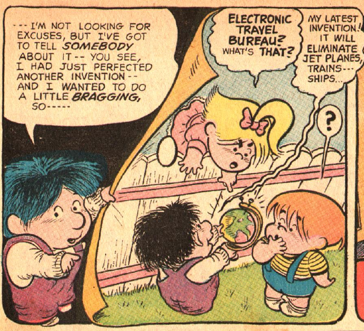kkole08's tweet photo. Has anyone ever commented on Sheldon Mayer's Bernie the Brain being visually based on 1960's comedian Marty "Hello Dere" Allen? The clue came to me from Sugar and Spike #81 dialogue, "Hello there." Does Bernie say this is other appearances? And just look at the hair! https://t.co/Rl1UMoiCGy