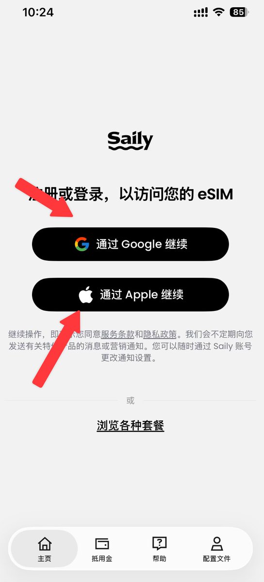 Saily 注册登录界面