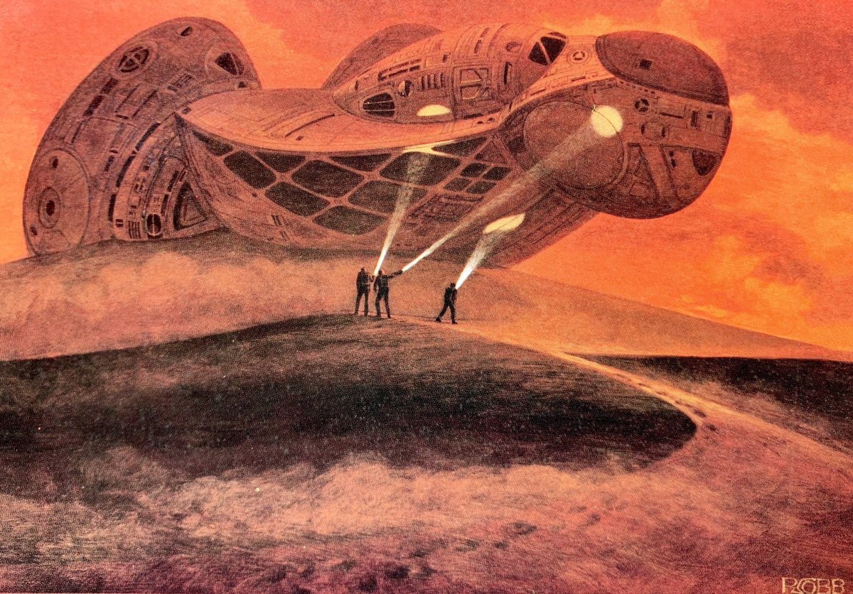 is_OwenLewis's tweet photo. Some great concept art for the movie Alien, by Ron Cobb.

The ship's bridge in the quoted tweet is his as well, I originally thought it was Syd Mead 🤷‍♂️ https://t.co/PngfHbG4kN