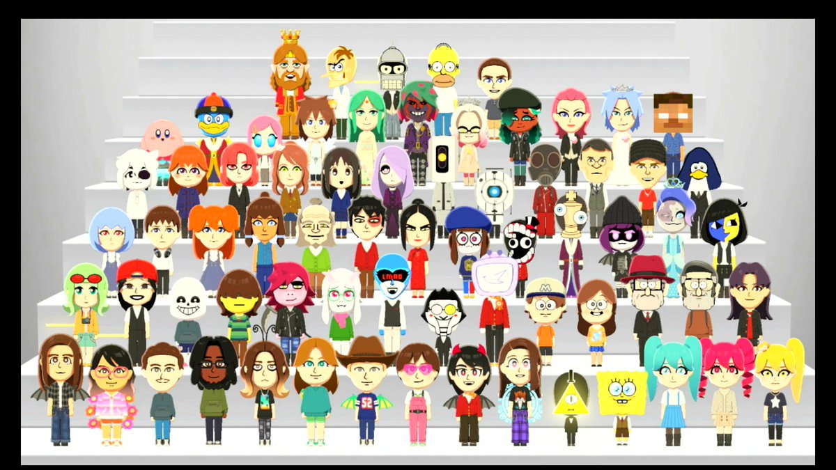 Rockhopper_Rio's tweet photo. Here's all 70 miis I've made in Tomodachi Life: Living the Dream! The miis here are myself, my partner, some friends, some OCs, &amp; 60 characters from a bunch of different things! https://t.co/dZJUyoSggB