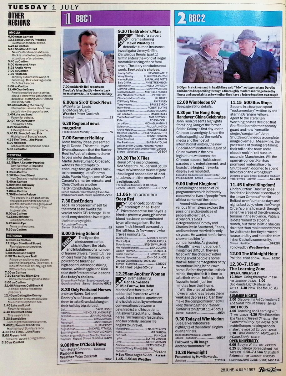 TvDidYouSee's tweet photo. #OnThisDay 1 July 1997 πΊTV Listings
GOOD NEIGHBOURS sees fans of #Neighbours discuss the show.
ZoΓ« returns to a shocking mess in #Emmerdale.
A young-looking #LeeMack hosts new stand-up comedy show GAS.
#TimVine with comedy game show FLUKE. https://t.co/IifL5QF89d