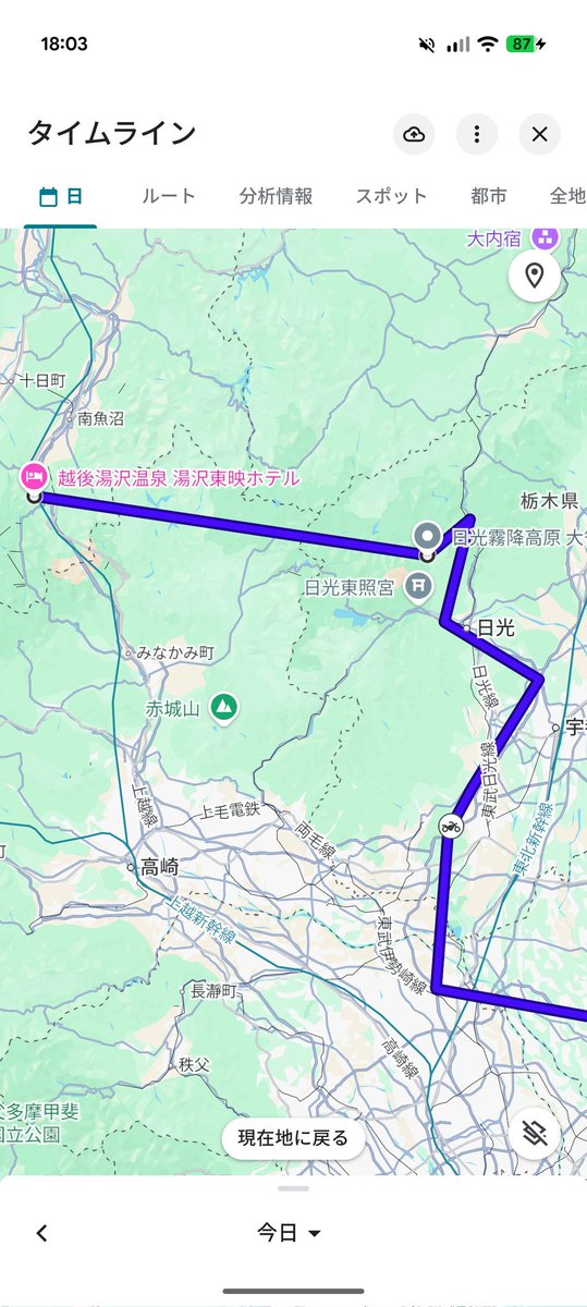 ks_chall's tweet photo. きたーくしました
走行距離は862kmでした

R121〜R289〜R252〜R17〜R120と言う感じで尾瀬やら日光やらを大きく？グルっと周ってました
R252は初めてだけど景色も良いし路面もそこそこなので走りやすくて良いね
魚沼スカイラインは所々景色良いけど全体的に狭くて気を使うね https://t.co/3lZ4Hqxzy4