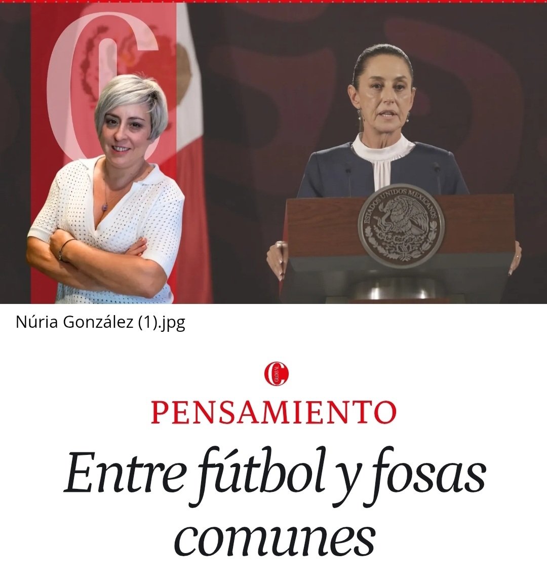 nurygglez's tweet photo. "A México le va muy mal, por mucho que le salgan a la presidenta amigos que la inviten a Barcelona a hacerla parecer una dignataria digna y respetable, con la que criticar el robo del oro del siglo XVI mientras se administra el robo de todo en 2026" . Mi ✍️ semanal.
https://t.co/6uMxzRE8FS
