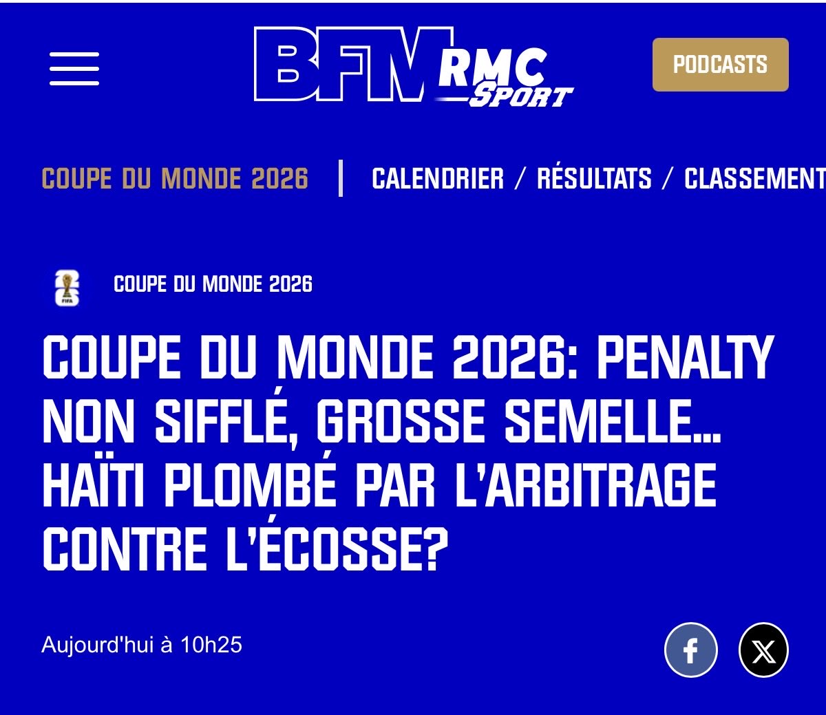 MARADIOFM's tweet photo. Des  médias français critiquent l’arbitre algérien Mustapha Ghorbal qui officiait lors du match Haïti -Écosse .#RFMINFOMONDIAL https://t.co/1VgEK9ad1s