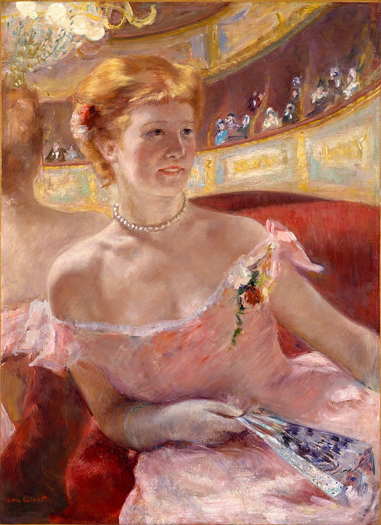 martinis2018's tweet photo. Mary Cassatt (Peintre impressionniste américaine, 1844-1926) 
- Lydia dans une loge, portant un collier de perles, 1879, huile sur toile,  81,3 x 59,7 cm (Philadelphia Museum of Art, à Philadelphie, États-Unis).

Portrait de sa soeur assise dans une loge de l'Opéra de Paris. https://t.co/GiigXUJ25m