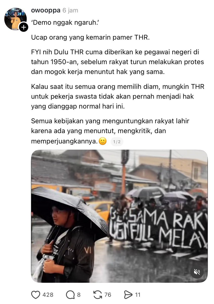 myshawti's tweet photo. Yang dapat THR malah bilang itu yang demo sekarang mahasewa https://t.co/s1UJFtw1Q6