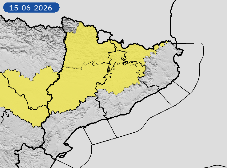 AEMET_Cat's tweet photo. 14/06 11:36 AVISOS HOY Y MAÑANA | Cataluña: lluvias, tormentas y temperaturas máximas. Nivel máximo de aviso: amarillo.
Actualizaciones en https://t.co/V7lD5r8Gxn https://t.co/CmCFTj5wAA