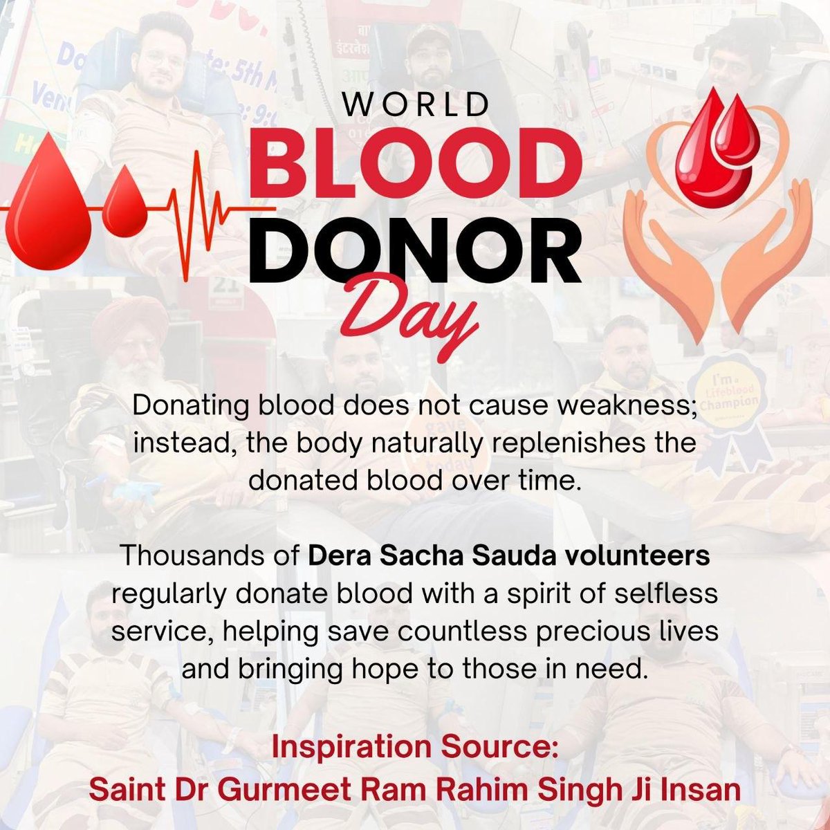Ruby88802294's tweet photo. Blood donation never asks to be rich or poor, any healthy person can donate blood. lives. Dera Sacha Sauda followers donate blood after every three months &amp; also known as "True Blood Pump". 
#WorldBloodDonorDay2026
#WorldBloodDonorDay https://t.co/bQJJzWceqa