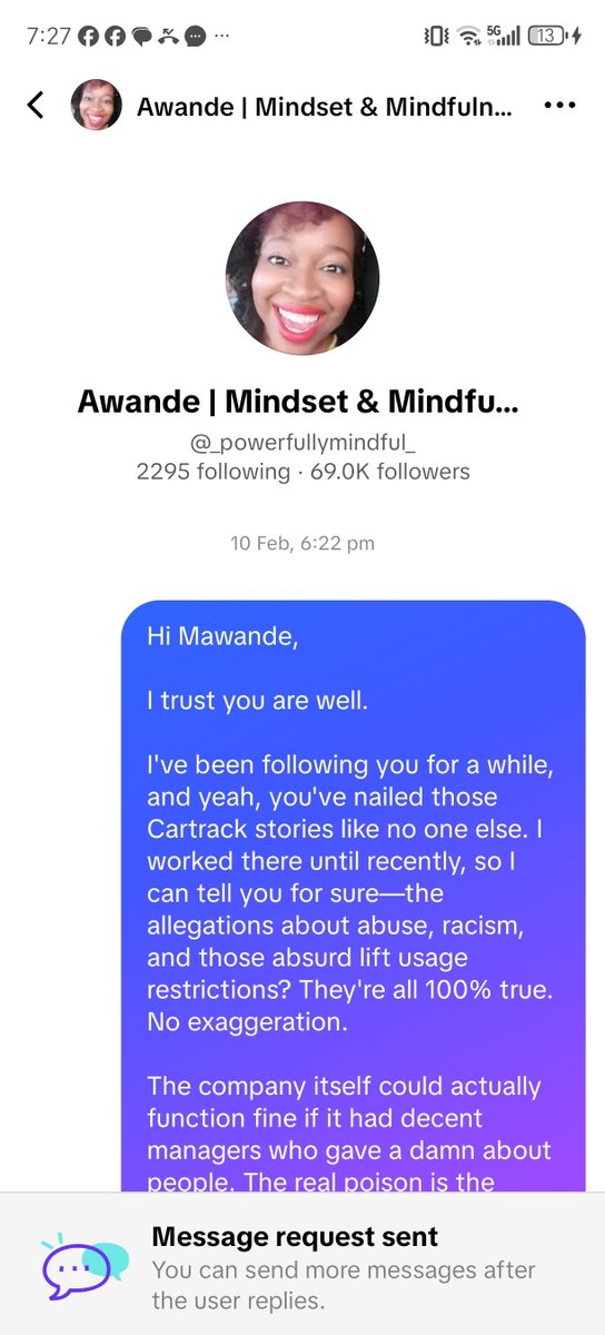 Derekmasale's tweet photo. @NkosazanaPeshwa Please check these screenshots. In Feb I wrote to Awande on Tik Tok and even mentioned I was scared someone would lose thier lives. In Dec I even tagged Sizwe Dlhomo. RIP Gcina https://t.co/qZ6gFuZP78