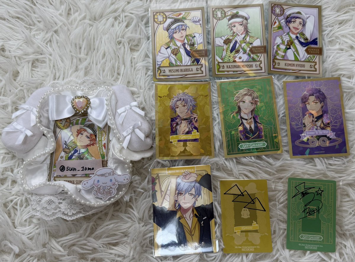 sun_10ma's tweet photo. 【交換】A3! エースリー ぱしゃこれ ノーマル 箔押し　特典　クリカ　9周年　夏組

譲：幸、椋、三角、一成、九門

求：同異種天馬

箔は箔同士の交換、7周年トレカのみ4枚目altのご確認お願いいたします。

郵送、7/11幕張現地にて交換希望です。
お気軽にお声掛けください！ https://t.co/hBh4uZii7Y