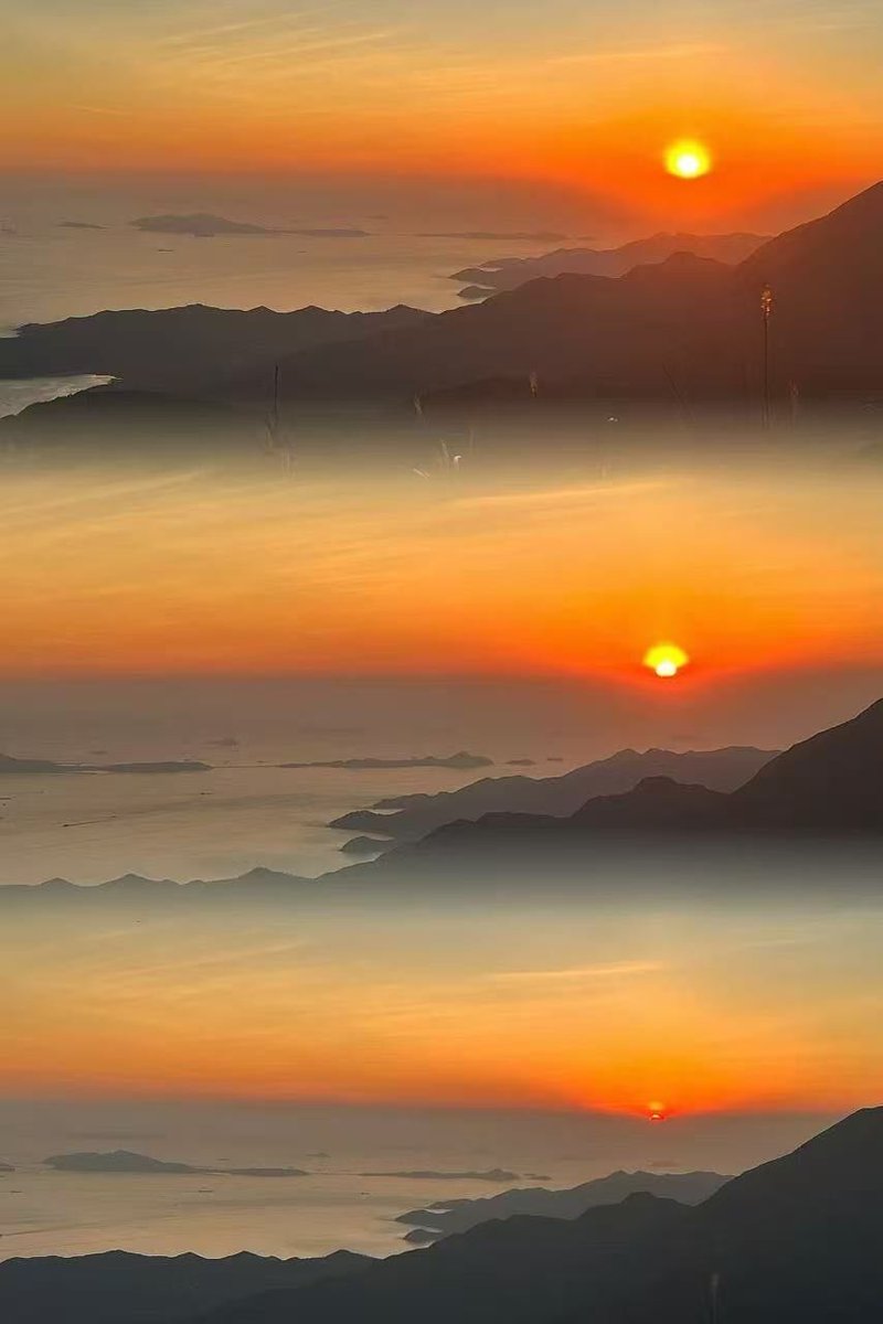 tong1011's tweet photo. Caught the sunrise from the mountain trail today—this morning hike was totally worth the early alarm! https://t.co/X1koTzbyhO