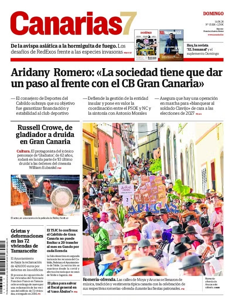 canarias7's tweet photo. ¡Buenos días! 👋 Comience la jornada poniéndose al día con toda la actualidad que le ofrece CANARIAS7. 

📲 Vea la portada de este domingo 14 de junio. https://t.co/Ay1F6CalUX https://t.co/7D2IYp0kny