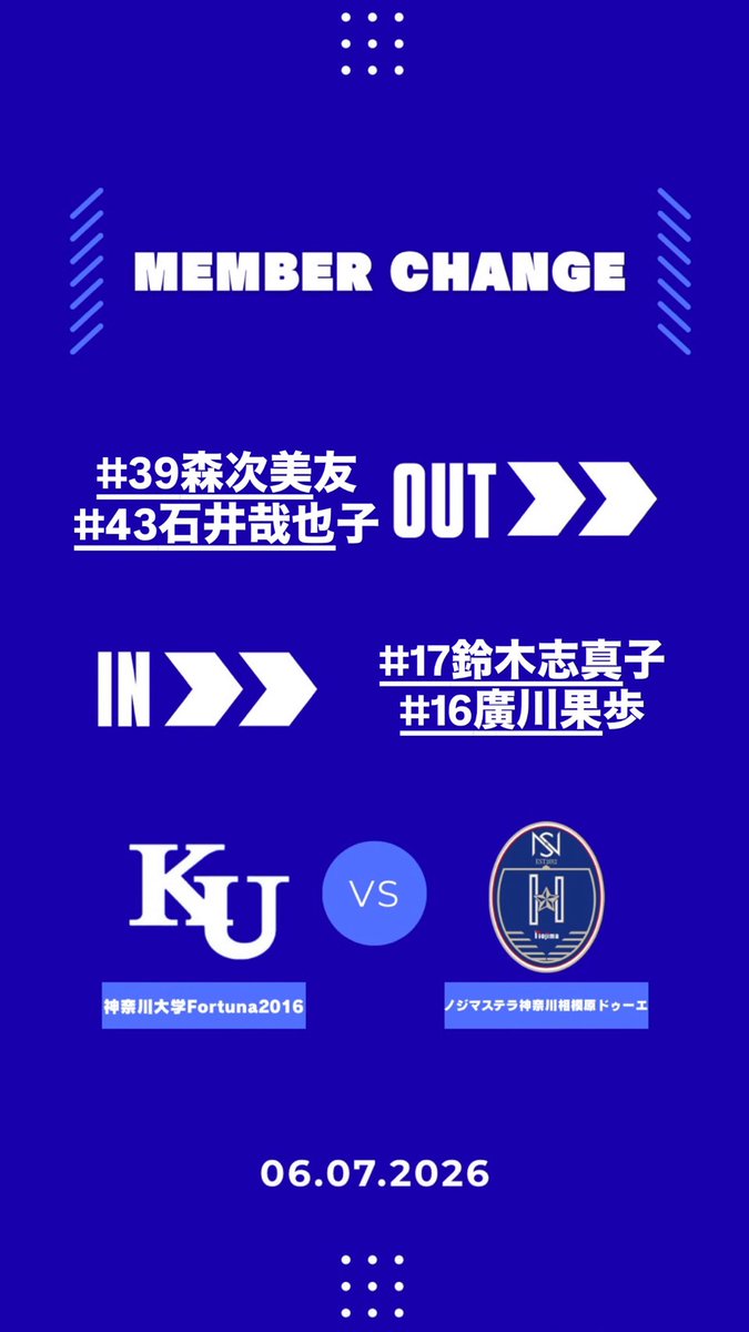 ku_wfc's tweet photo. 皇后杯県予選
🆚ノジマステラ神奈川相模原ドゥーエ

選手交代
ハーフタイム https://t.co/w2XIPhSKAz