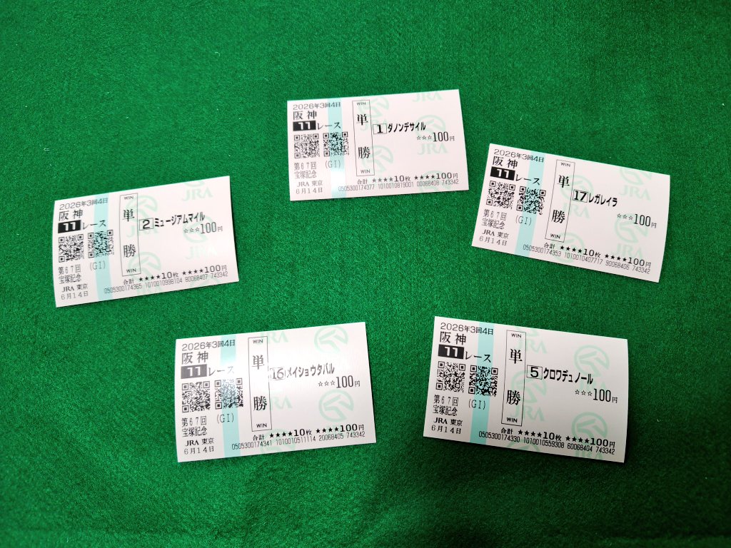 DOARAMARU's tweet photo. ついに宝塚記念が始まる✨
この5頭に期待🏇！！ https://t.co/U6x8oGXofc