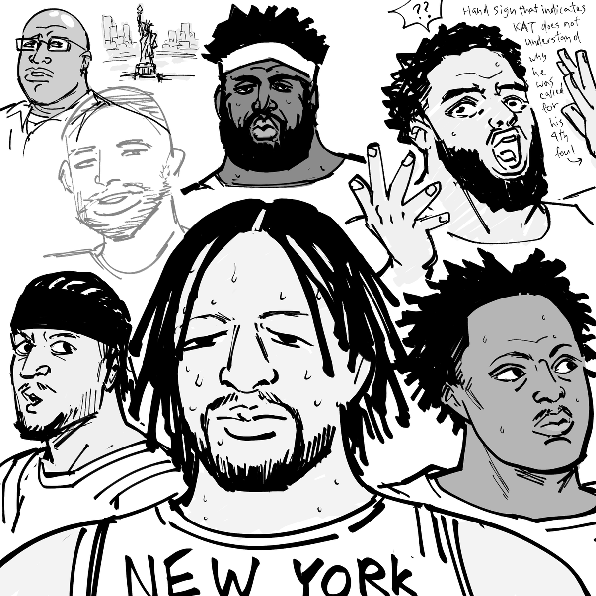 baalbuddy's tweet photo. After trolling the lone Knicks fan in my Twitch chat for years, I promised them that I would draw the starters if New York won the championship. https://t.co/O8n8P7JnLa