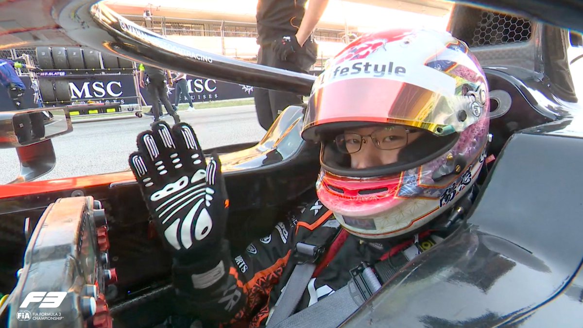 Formula3's tweet photo. Hey Hiyu! 👋

Yamakoshi will start a career-best P3 on the grid 👀🇯🇵

#F3 #BarcelonaGP https://t.co/g9ODBQQGrl