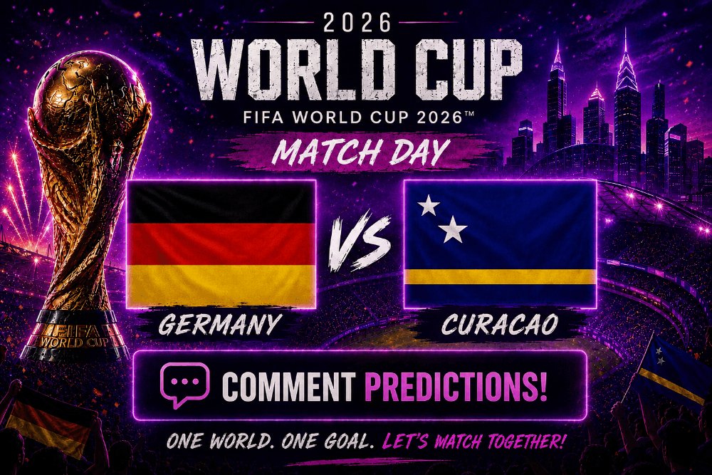 FTGbonus's tweet photo. Germany v Curaçao Germany begin their World Cup journey!

A nation with one of football’s richest histories returns looking to make another statement on the biggest stage.

The expectation is always there — Germany are never just here to compete, they’re here to challenge.

 Curaçao step into the spotlight with nothing to lose and everything to gain.

 Tradition vs opportunity.

Can Germany start their campaign in style?