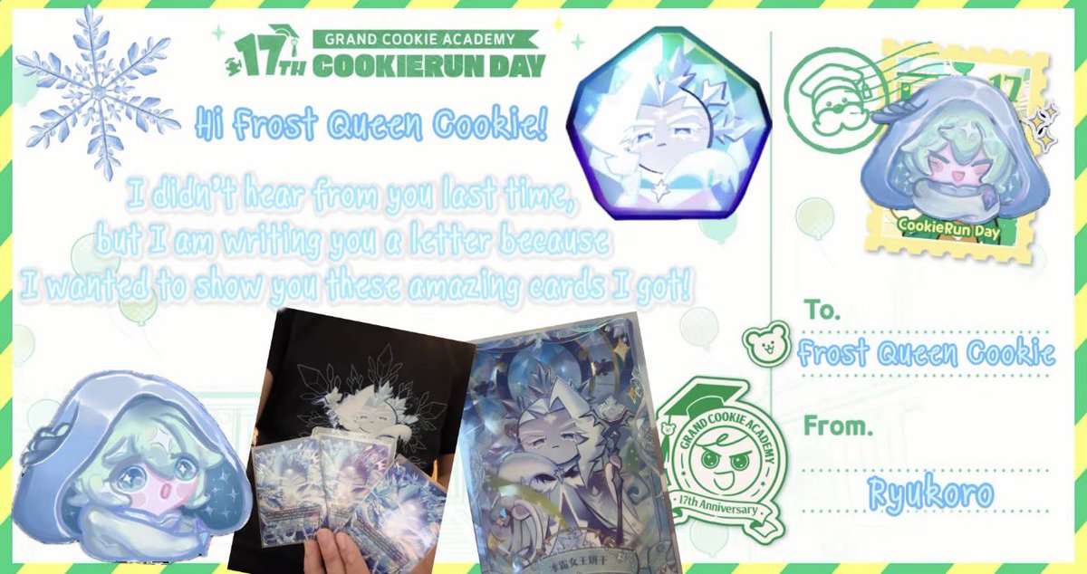 ryukorox's tweet photo. Wrote another letter to Frost Queen Cookie this year! Really hoping I can get a reply from her this time!

@CookieRun 

#CookieRun17th_CookieLetter
#CookieRun17thAnniversary #GrandCookieAcademy #cookierun #crk https://t.co/zw4LYE4YLx