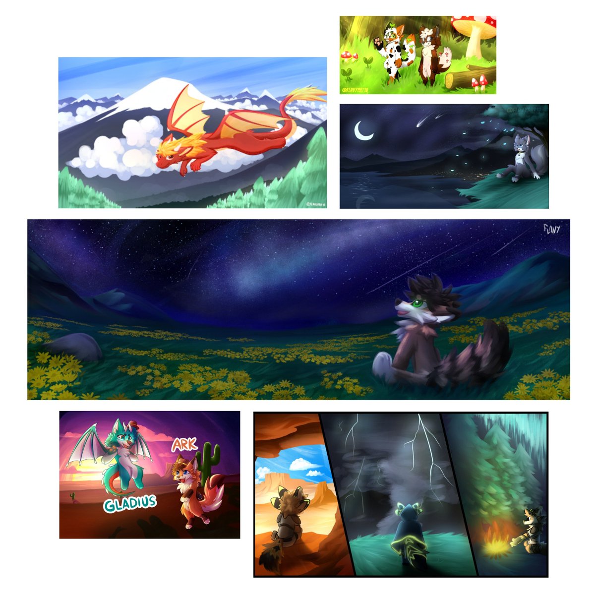 Flavyart10's tweet photo. Some of my finished paintings, i'd like to explore more style, pose, and environment. So consider this as experimental paintings. Hit me up if you interested

#furry #furryart #furrycomms https://t.co/DSyGQ7lnVt