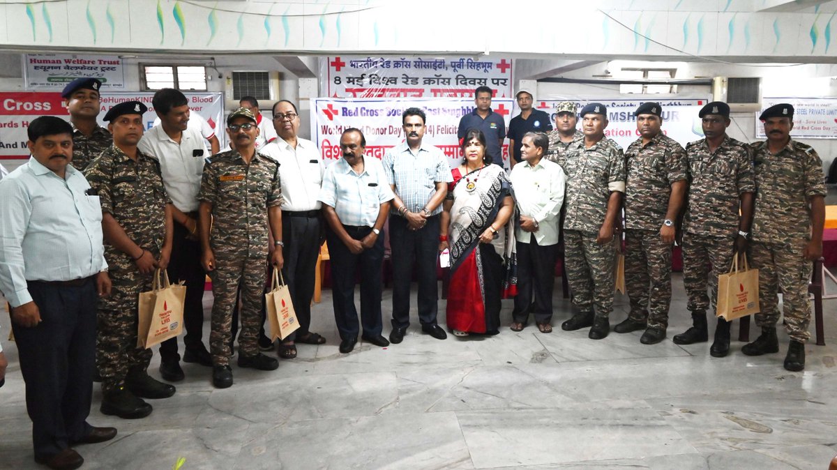 JsrGc's tweet photo. "One Drop of Humanity. Give Blood. Save Lives."
#WorldBloodDonorDay- June 14
Team GC JSR, CRPF gives Blood to Red Cross Society East Singhbhum, highlighting the critical need of Blood among needy people, Single act of kindness creates a massive impact. https://t.co/Rqr4iYzB31