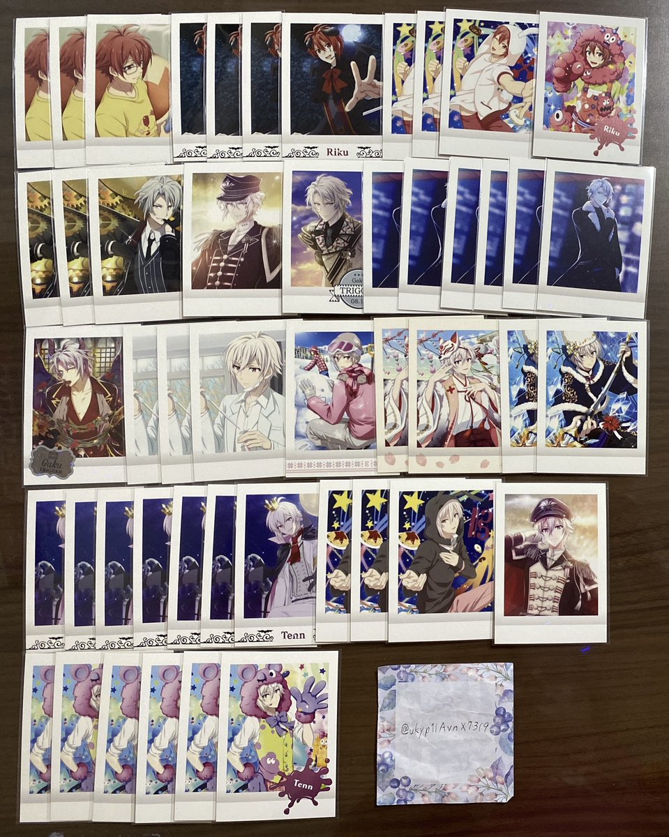ukyp1IAvnX7319's tweet photo. 【譲渡】アイドリッシュセブン アイナナ
ぱしゃこれ

譲:画像1〜5

求:R ¥100/枚
　 N ¥50/枚　　＋送料

⚪︎郵送
⚪︎1枚目は2〜5枚目含む譲渡
⚪︎3枚〜⚪︎
⚪︎メルペイまたはゆうちょ

検索からもお気軽にお声がけください。 https://t.co/vBnqGEdfbM