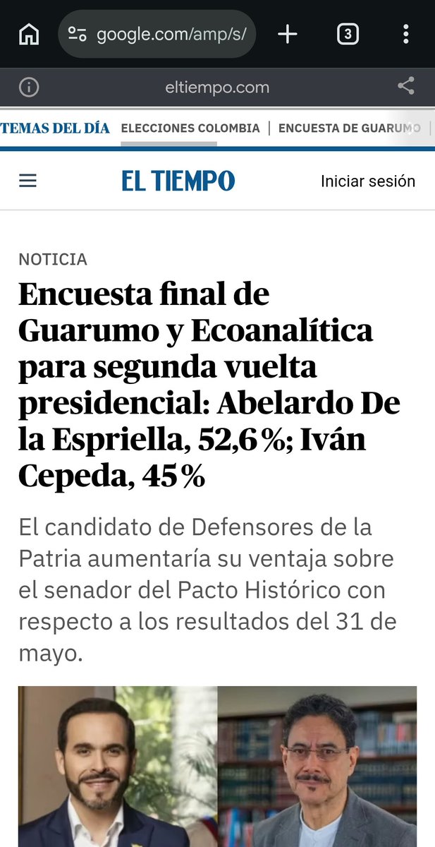 juancvisbal's tweet photo. @Alfredod1A @NoticiasCaracol Esta es la proyección hipotética antes de 1a vuelta 

En la que daban ganador a Cepeda en 1a y a Paloma con el 18%

Toda error https://t.co/V0HUl50xuh