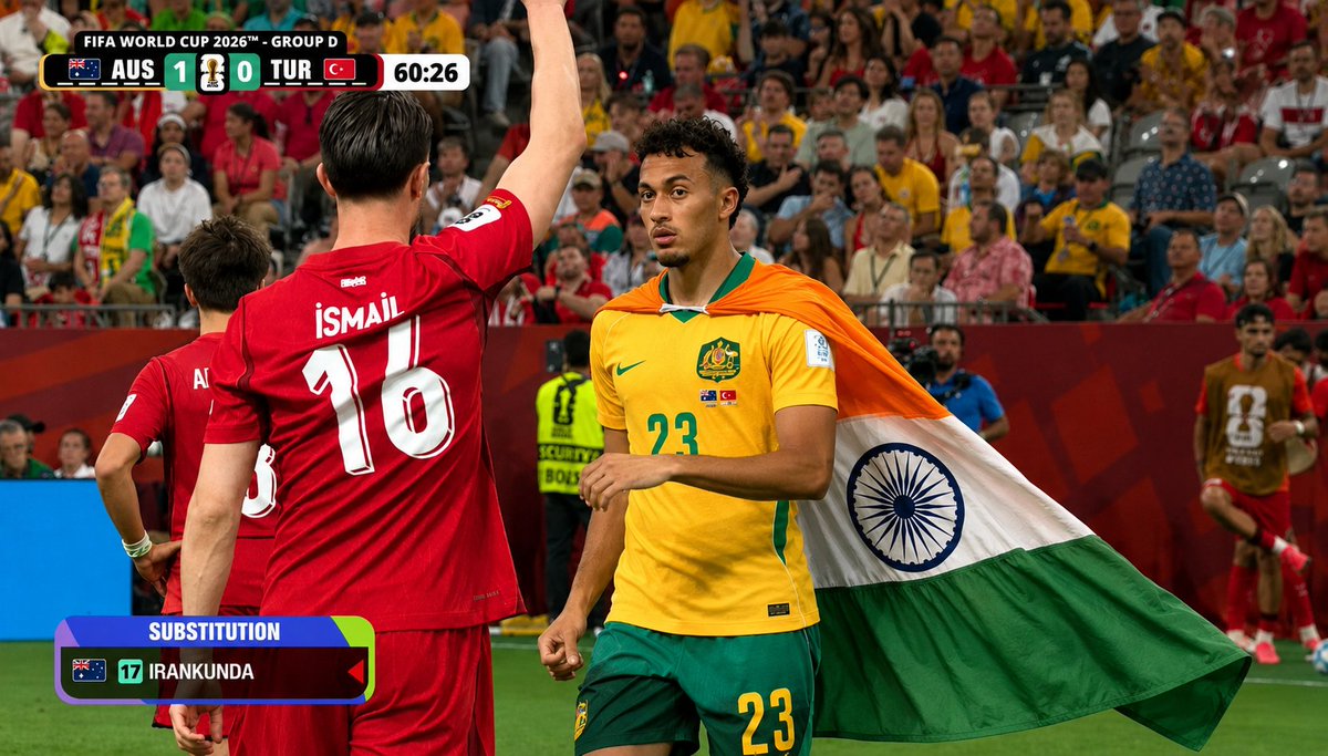 90min_India's tweet photo. Nishan Velupillay makes his World Cup debut. 🇮🇳🇦🇺
         This shows Indians given facilities/infra at the right age can do wonders. https://t.co/ts6IiDoSOI