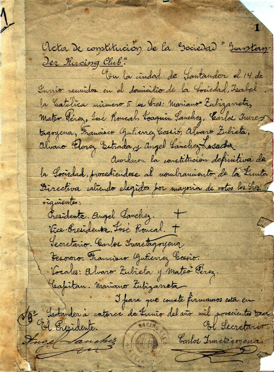 realracingclub's tweet photo. ✨ El Real Racing Club evoca el 113 aniversario de su constitución oficial

📝 El 14 de junio de 1913 se llevó a cabo la primera reunión de la entidad en el bar Sonderklass #Racing113

https://t.co/hn5iuLEToU https://t.co/akSYInw20G