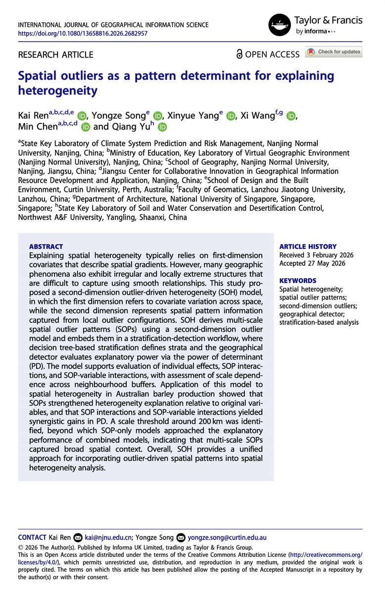 renkaigis's tweet photo. 🎉Excited to share that our article has been published in the International Journal of Geographical Information Science (@ijgis, Q1, IF = 5.1).  

Grateful to have completed this work under the guidance of A/Prof @YongzeSong.

https://t.co/jh3lYQkfir https://t.co/Jz9cKRQ8P8
