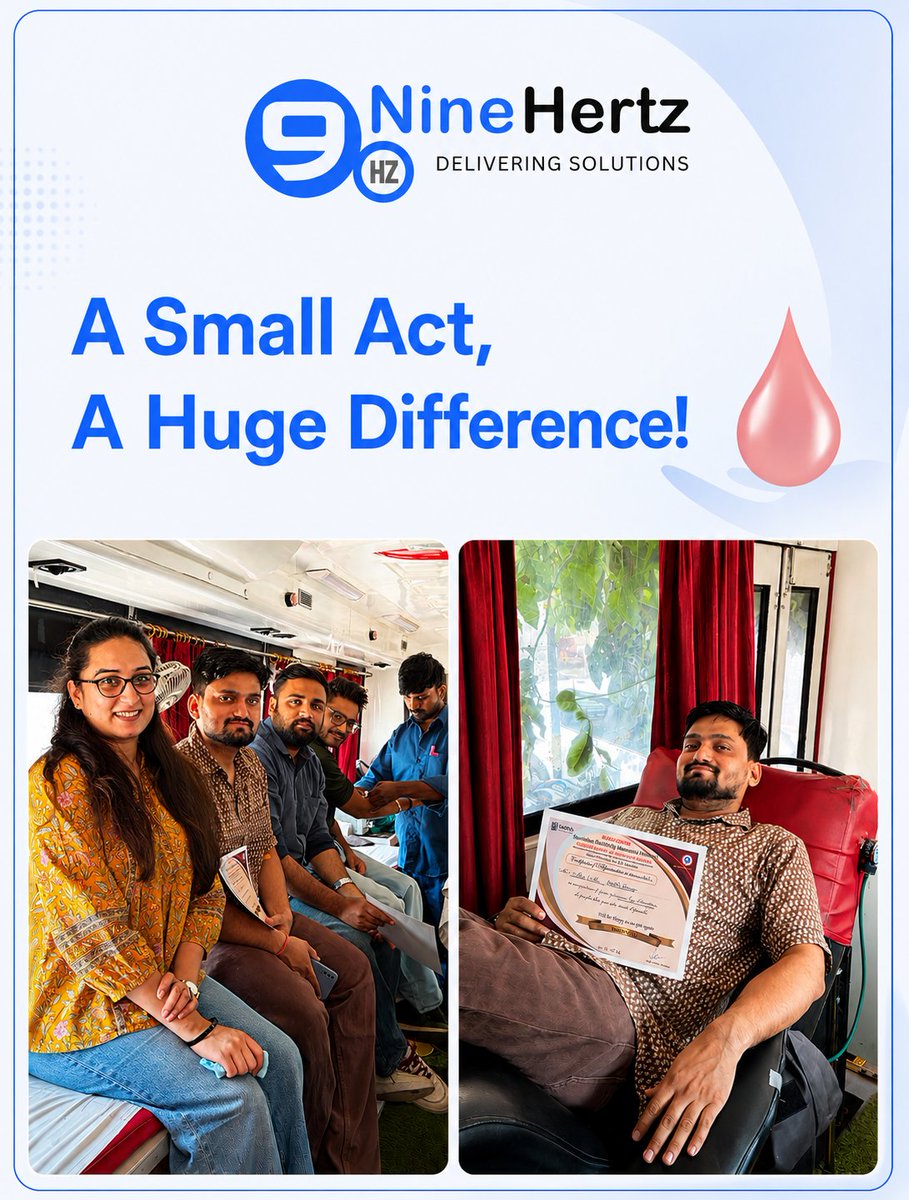 TheNineHertz's tweet photo. This World Blood Donor Day, we were reminded that even a small act of kindness can create a lasting impact. It was inspiring to see members of @TheNineHertz  family come together in support of a cause that extends far beyond ourselves.

#WorldBloodDonorDay #CSR #LifeAtNineHertz https://t.co/sp0oLqZ0x5