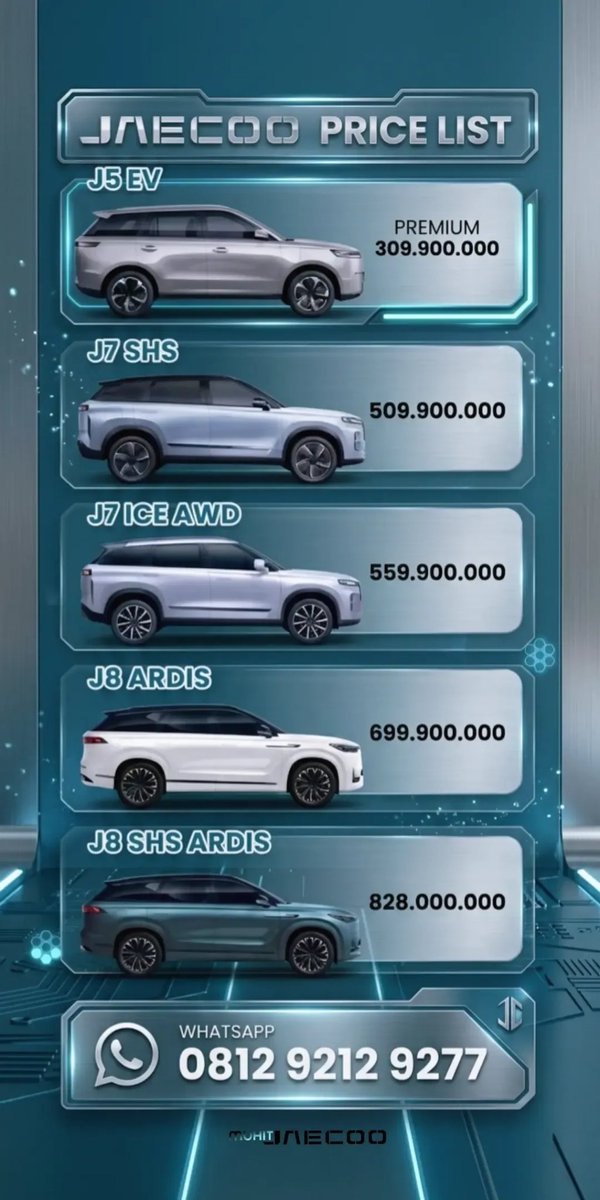 mumucobain's tweet photo. Harga otr jakarta mobil jaecoo ev, phev, ice https://t.co/BTFc9k34tw