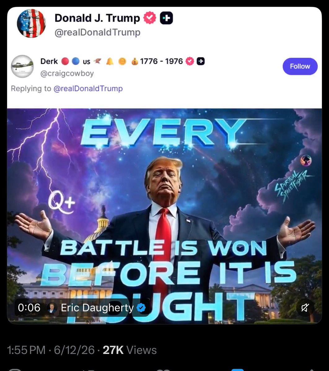 BroStreetJoy's tweet photo. BDT:

POTUS, the WH, &amp; DoW are all posting Q+ &amp; Q quotes - repeatedly, day after day

from OFFICIAL GOVT ACCOUNTS

THESE ARE THE NEW Q DROPS

I decoded in the early years

*We don’t need decodes any more*

So when the WH says “MISSION ACCOMPLISHED”

I listen

🇺🇸 Enjoy the show 🇺🇸 https://t.co/3rJrs3LxJ4