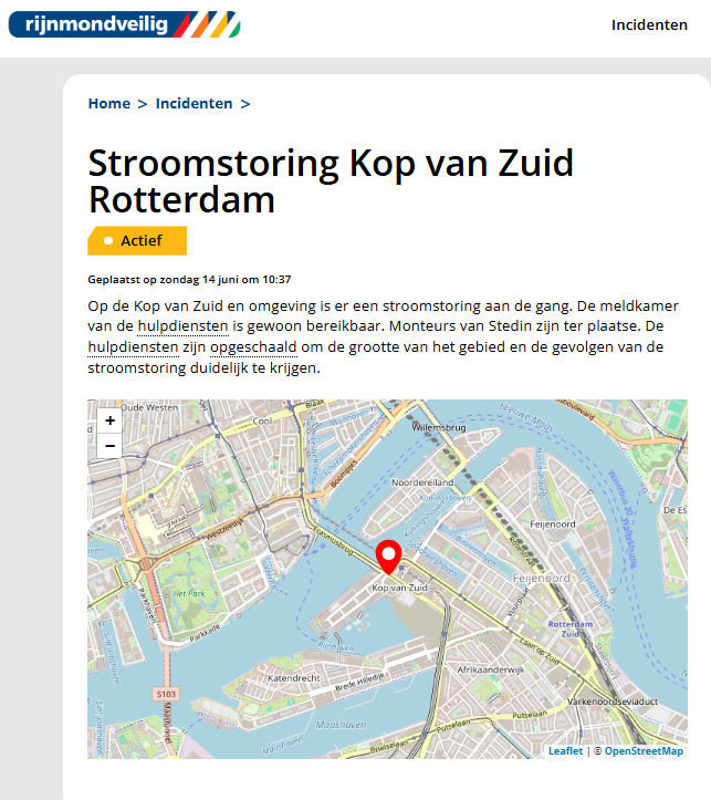yellow_flame's tweet photo. #GRIP2 na brand aan de Slinge ivm stroomstoring Kop van Zuid in Rotterdam. Bijna 20.000 huishoudens zijn getroffen. Stedin schat in dat het probleem pas aan het eind van de middag voorbij is.
Via:
https://t.co/HMC9bS3oOB
media: https://t.co/EA7q9eNCr1 https://t.co/noKorLCSlV