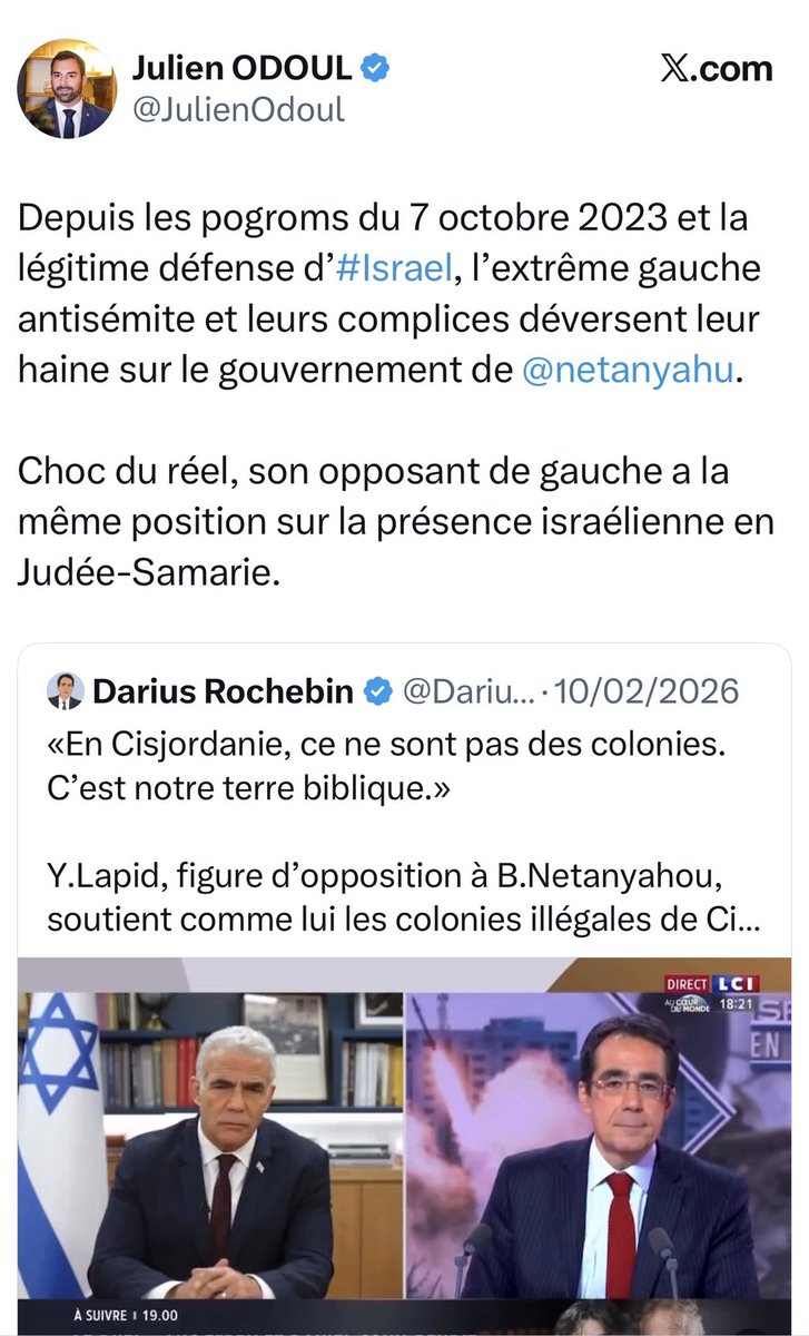 Le_General_'s tweet photo. @JulienOdoul @netanyahu @JeromeGuedj Tu fais bien l’apologie de son gouvernement toi tdb. Et en plus de ça, tu utilises ses éléments de langage. https://t.co/MeZU3dCBuw