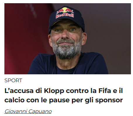 capuanogio's tweet photo. La questione degli hydration break istituzionalizzati a prescindere dalle condizioni meteo è delicata. 

La @FIFAcom ha trasformato il calcio in uno sport a 4 tempi (non più 2) modificandone profondamente la struttura. @TheIFAB non ha avuto nulla da obiettare, eppure per cambiamenti meno impattanti serve il via libera del suo Board e spesso ci vogliono anni.

Ora che il tabù è stato infranto e gli spot pubblicitari sono entrati nel calcio, perché @SerieA e @UEFA non dovrebbero fare lo stesso, senza chiedere autorizzazione a nessuno, moltiplicando il valore dei diritti tv delle competizioni che organizzano?
