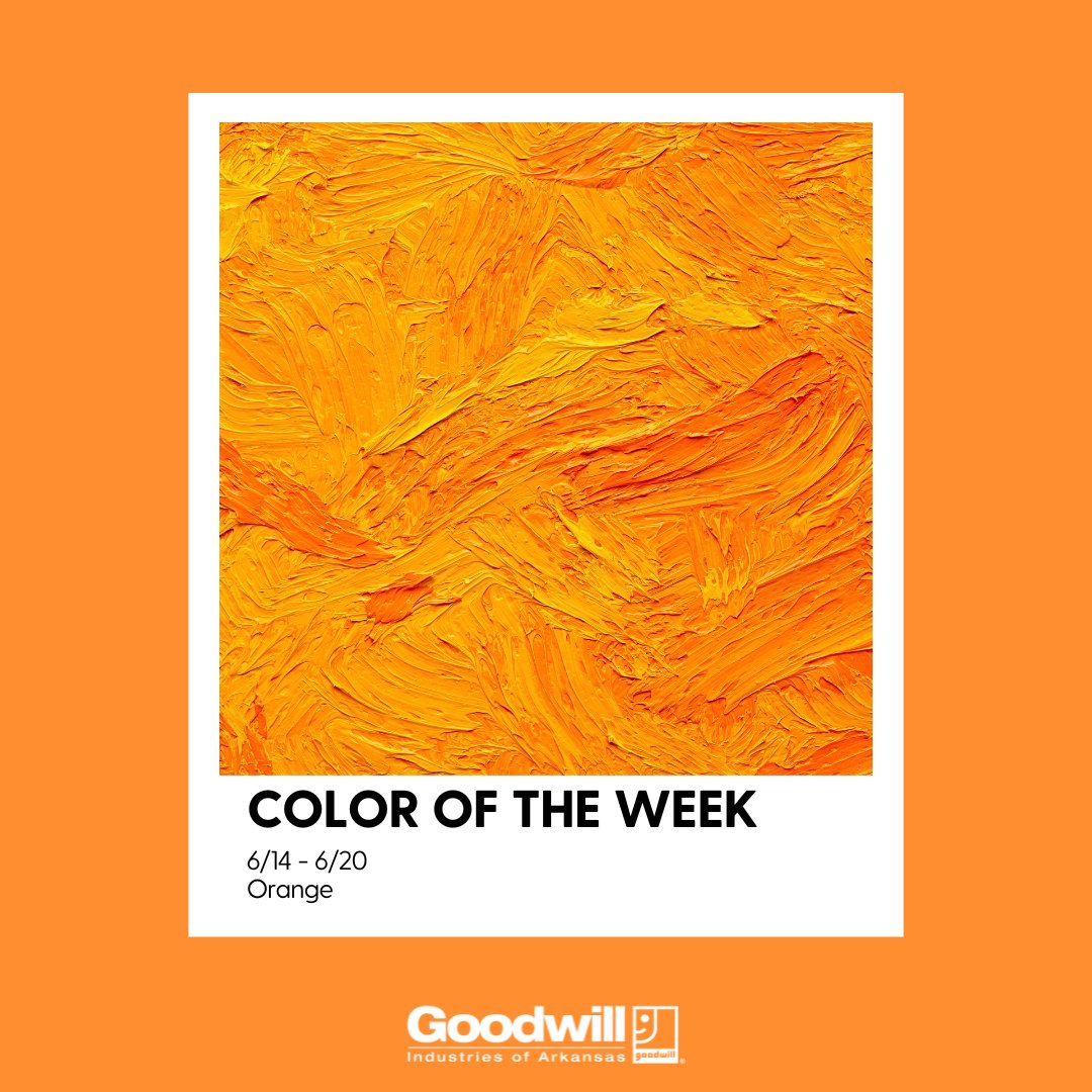 GoodwillAR's tweet photo. The color of the week is ORANGE! All items with orange tags are 50% off. 🏄🎇🧡 #HappyThrifting https://t.co/U9hRR9sLRX