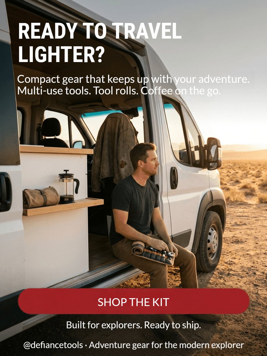 defiancetools's tweet photo. Your travel kit shouldn’t weigh you down. Too many tools, not enough space. There’s a smarter way: choose compact, versatile gear built for the road and reclaim your freedom.

Simplify your pack. Shop Defiance Tools today. https://t.co/fzRF5QOXtv