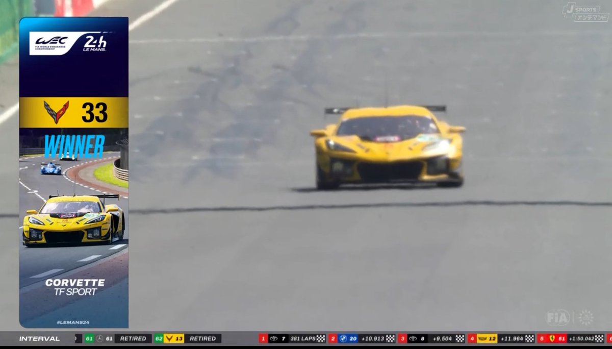 PonRacing_FScom's tweet photo. ハイパーカークラス優勝はTOYOTA RACINGの
7号車！3位に8号車！1,3チェッカー！
LMP2はル・マン常連のインターユーロポル！
LMGT3は33号車 TFのCorvette！
#WEC #LeMans24 https://t.co/PynA9ubmsJ