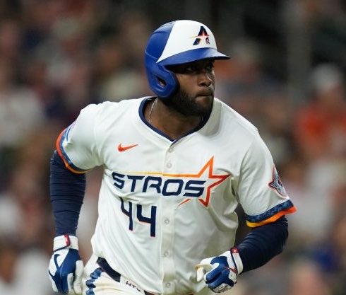 AstrosFuture's tweet photo. Yordan Alvarez currently leads the American League in the following categories:

BA - .327
SLG - .658
OPS - 1.093
OPS+ - 201
HR - 24
RBI - 54

He’s on pace to become first triple crown winner since Miguel Cabrera in 2012. #Astros https://t.co/IXLn2dGQGB