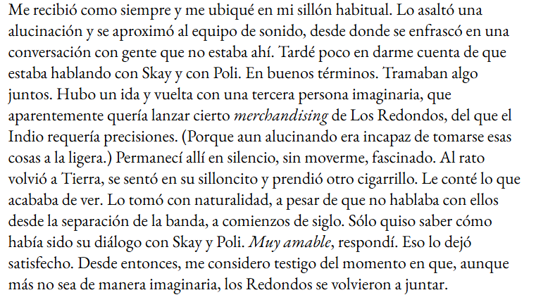 Nadadeeso's tweet photo. Este fragmento del texto Marcelo Figueras sobre el Indio. Déjenme solo. https://t.co/PvhM81dLaG