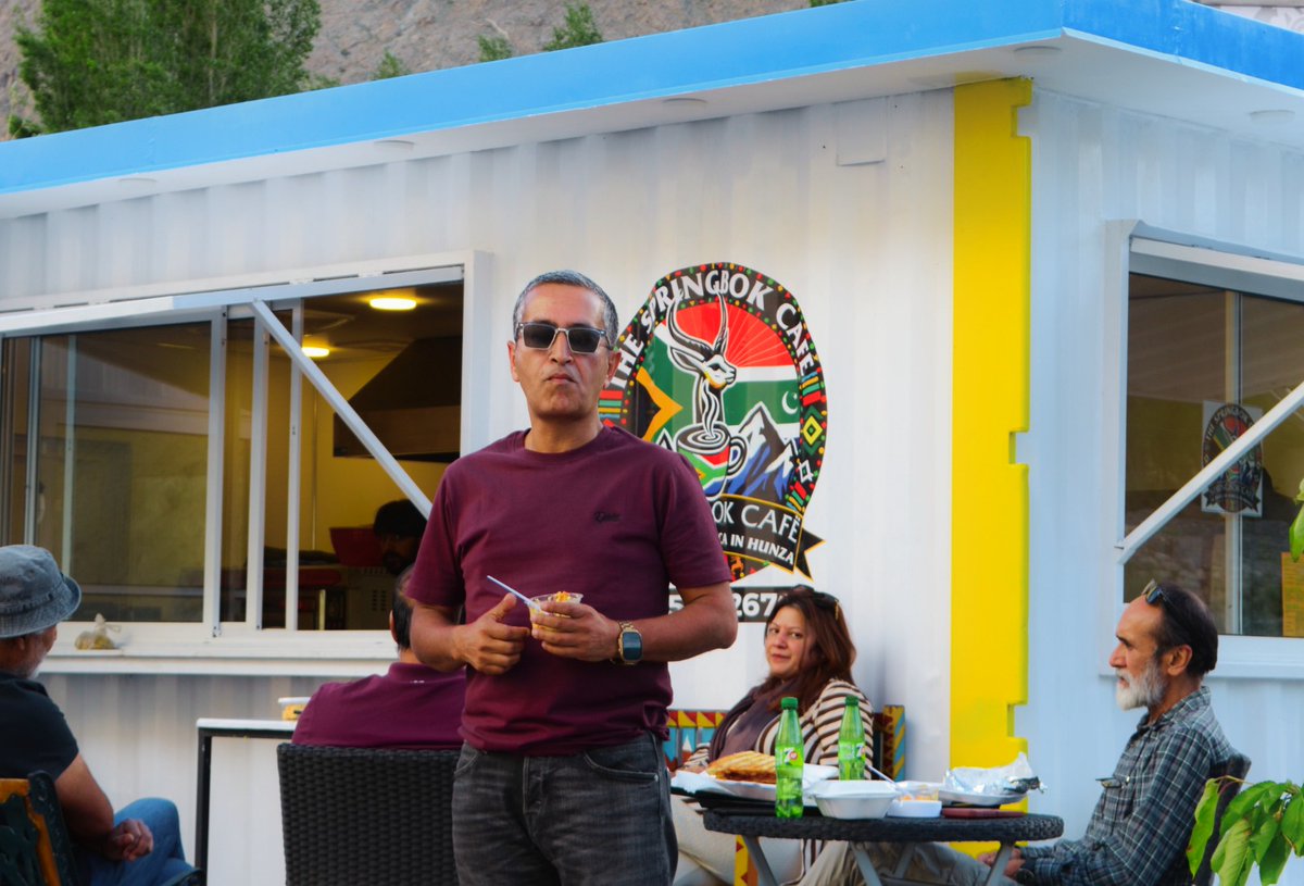 Panjabijutt's tweet photo. @TheOffroader1 @TheOffroader1 as always it was a pleasure to have you enjoy the #MulvaPudding &amp; the #YakBurger. 
We have loved every moment of being in #Hunza. @dasebasi1 is our home away from home. 
The Springbok Cafe Hunza is for those who love good fresh organic food. #CafeWithAView https://t.co/eBzjBbECfO