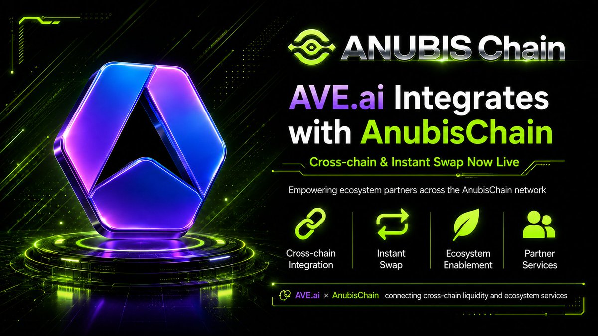 ANUBISCHAIN_'s tweet photo. 🚀 https://t.co/V26SQTIhrI has officially integrated AnubisChain cross-chain and instant swap functions.

We are excited to see https://t.co/V26SQTIhrI further expanding its support for the AnubisChain ecosystem by enabling cross-chain access and trading swap capabilities for users, projects, and ecosystem partners. ⚔️

This integration will provide AnubisChain full-chain ecosystem partners with more efficient asset access, smoother trading experiences, and stronger on-chain service support.

From ecosystem data to asset discovery, from cross-chain connectivity to instant swap services, AnubisChain continues to build a more open, connected, and user-friendly Web3 infrastructure network. 🌐

#AnubisChain #ANUBIS #AVE #Web3 #Blockchain #CrossChain #Swap #DeFi #Ecosystem