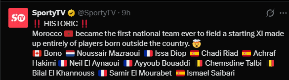 FibssyG's tweet photo. @World_Insights1 Because players are now choosing to play for Morocco (their ancestral homeland) instead of the country where they where born.. which is a great thing.... https://t.co/QaCjPIeOy3