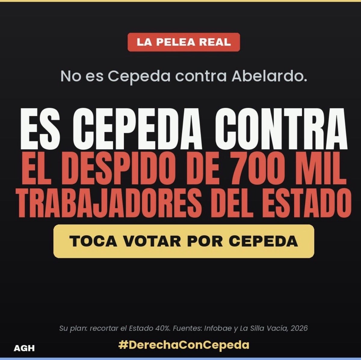 MoronNela's tweet photo. No seas ignorante ! Te lo está diciendo en la cara que van acabar con Colombia 🇨🇴! #AbelardoDeLaEspriella ya ha dicho que va a privatizar y va a acabar con instituciones y si tú eres trabajador de salud o del gobierno estás entre estos ! 
#Colombianos https://t.co/v0diXYnPft