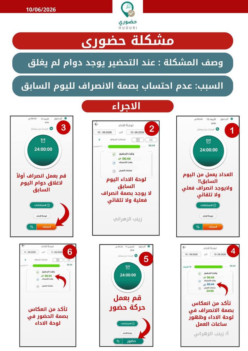 Jenaan26's tweet photo. 📌مشكلة عدم احتساب ((*بصمة الانصراف*)) 
واستمرار العداد في الحساب لليوم التالي
بالرغم من تسجيل الموظف لبصمة انصراف فعلية مؤكدة ، 
(الإجراء الصحيح للتحضير )

أعتد أن
افتح لوحة الأداء ولا تعتمد على واجهة التطبيق ولا العداد.
افتح الخط الاخضر  
تأكد من انعكاس جميع الحركات
منقول . https://t.co/dY9PftwbSo