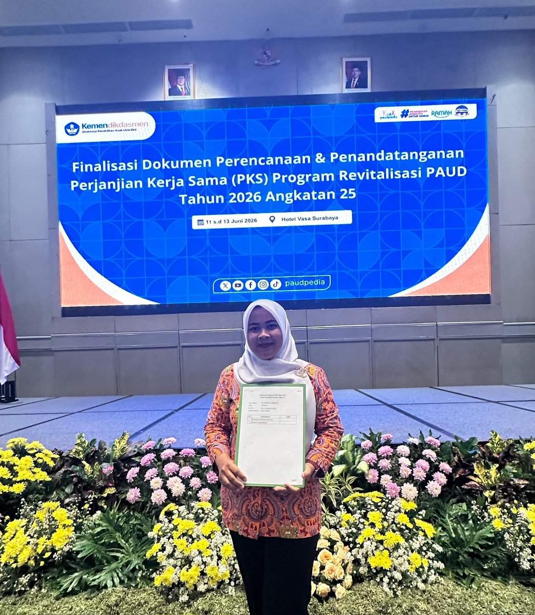 BusraAnang's tweet photo. TK Angkasa Merpati Lanud Anang Busra Resmi Terima Bantuan Program Revitalisasi PAUD Tahun 2026 Angkatan 25

Pen Anb. TK Angkasa Merpati Lanud Anang Busra resmi mendapatkan Bantuan Program Revitalisasi Pendidikan Anak Usia Dini (PAUD) Tahun 2026 Angkatan 25 https://t.co/KlwNI8YLrn