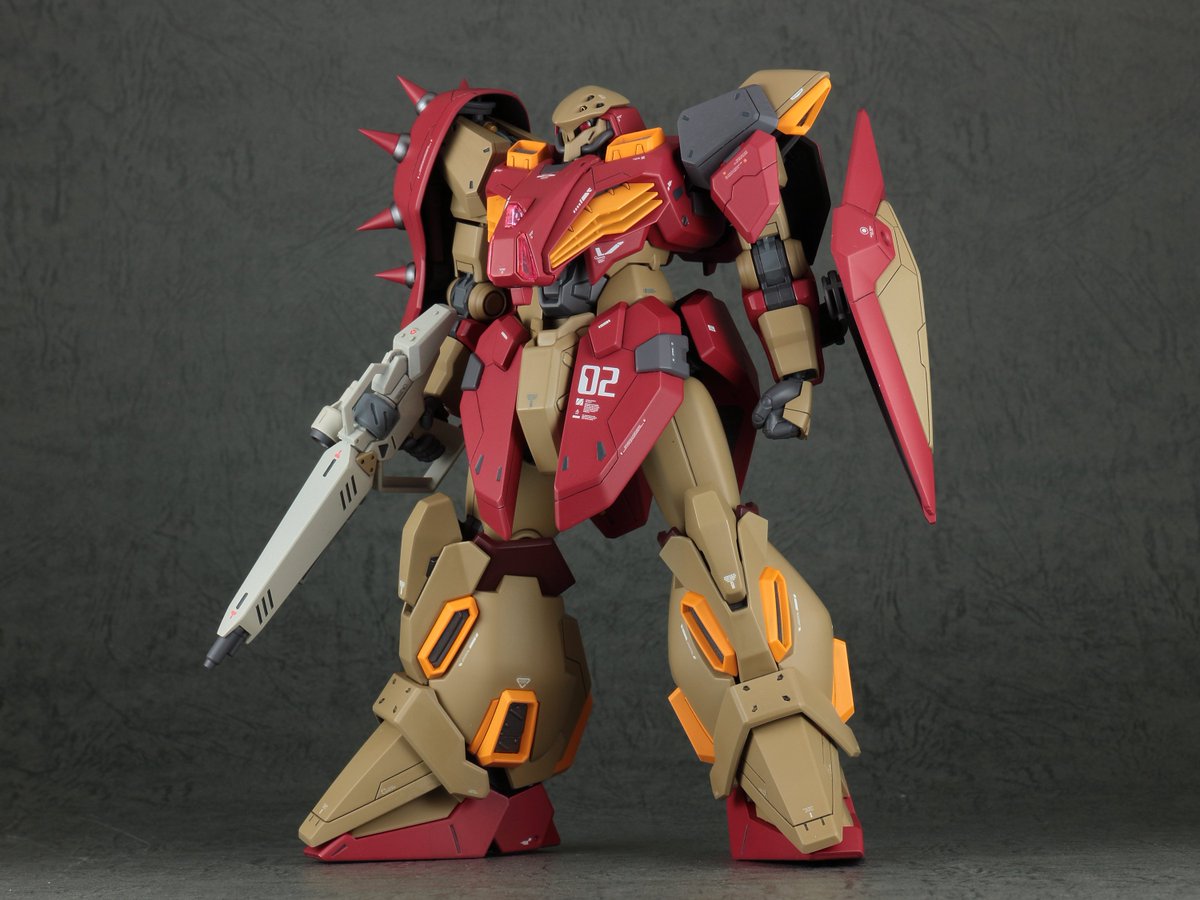 plamon310's tweet photo. HGUCメッサーTYPE-M01 ガウマン専用機完成しました。
延長工作でスタイル改修しました。
ハンドパーツは丸指ハンドBに変更。
頭部バルカンは開口し真鍮パイプを入れてます。

#メッサーM01型
#ガンプラ https://t.co/FB4ytFPMNI