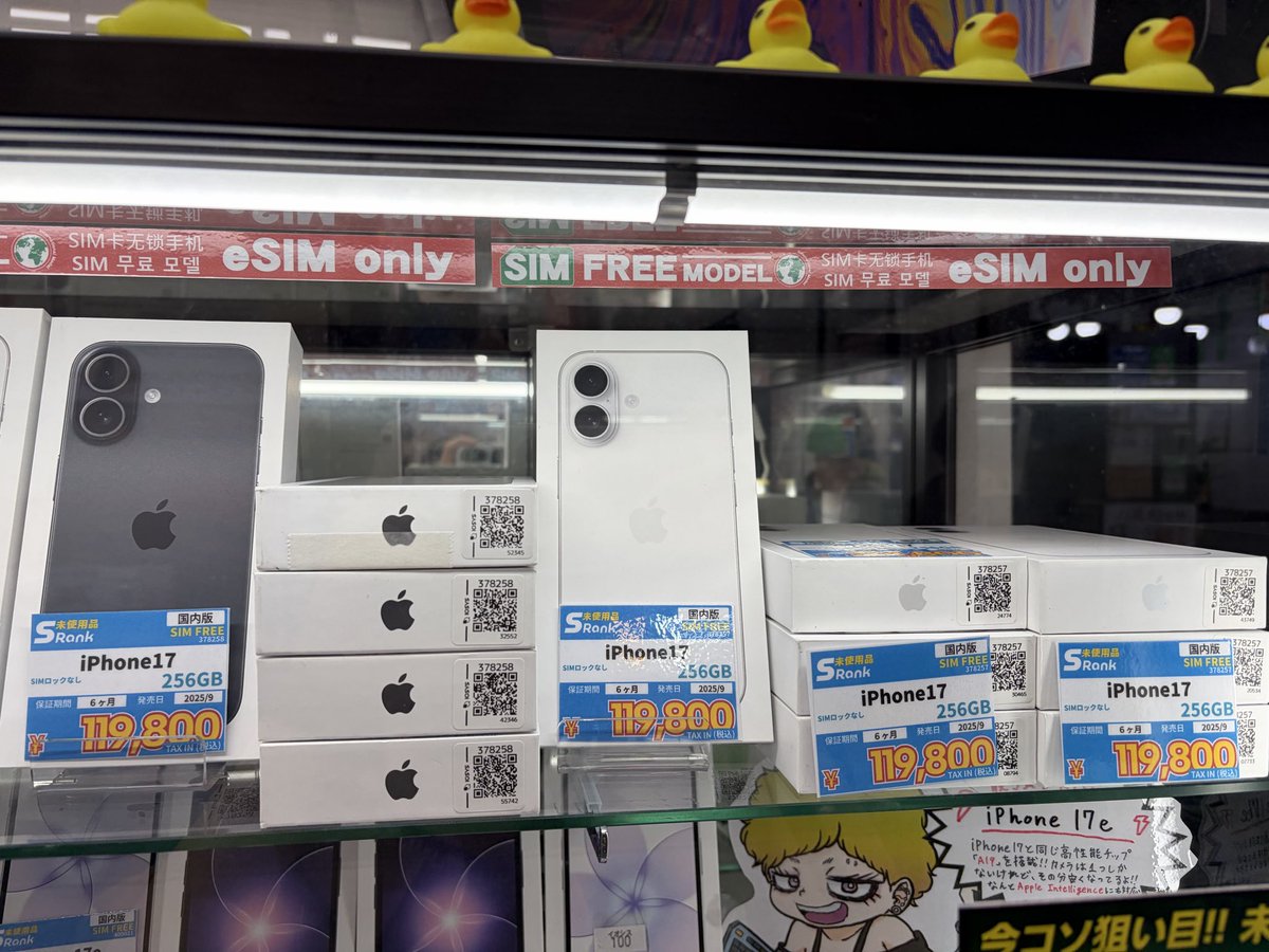 iosys_rojiomote's tweet photo. 【セール商材ピックアップ】
iPhone17 256GB 国内版
未使用品 124,800→119,800円

ようやく定価-1万まで行きましたね（限定価格ですが…）
欲しい方は6/21までの価格なので次の週末まで急げ！ https://t.co/sol3Z5CGo6