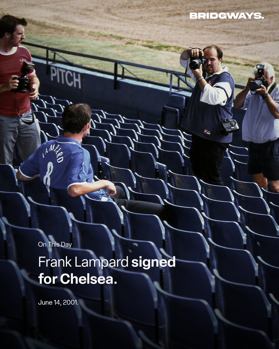 Bridgways's tweet photo. On this day in 2001, Chelsea signed Frank Lampard for £11m from West Ham.

👕 648 Games
⚽ 211 Goals
🅰️ 150 Assists

🏆🏆🏆 Premier League
🏆🏆🏆🏆 FA Cup
🏆🏆 League Cup
🏆 Champions League
🏆 Europa League

The greatest Chelsea player and all time top scorer. https://t.co/zPoRa0GVAs